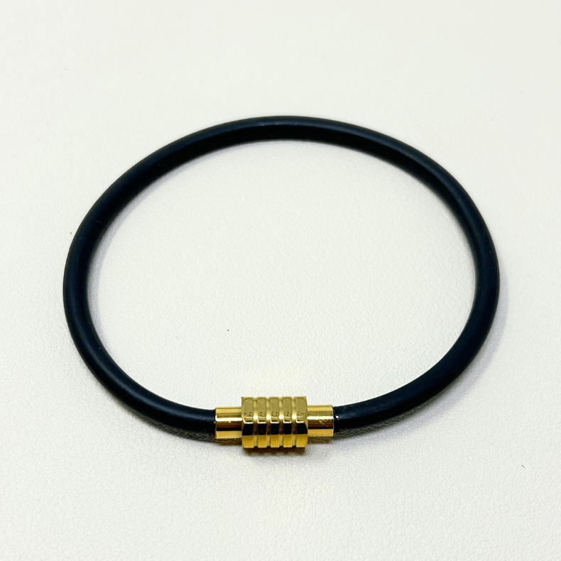 black rubber bracelets, rubber bracelets black, black bracelet rubber,, Black Rubber Bracelets with Stainless Steel Magnet Clasp,