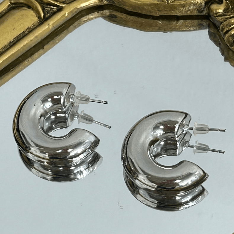 Maxi Hoop Silver Earrings