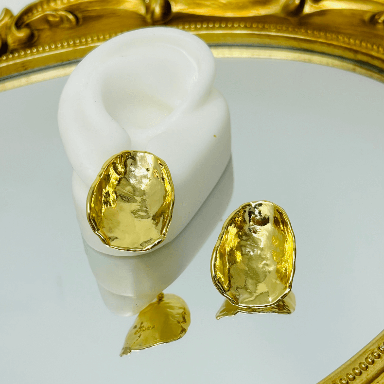 oval shape plating titanium steel 18k gold plated earrings, earrings for women