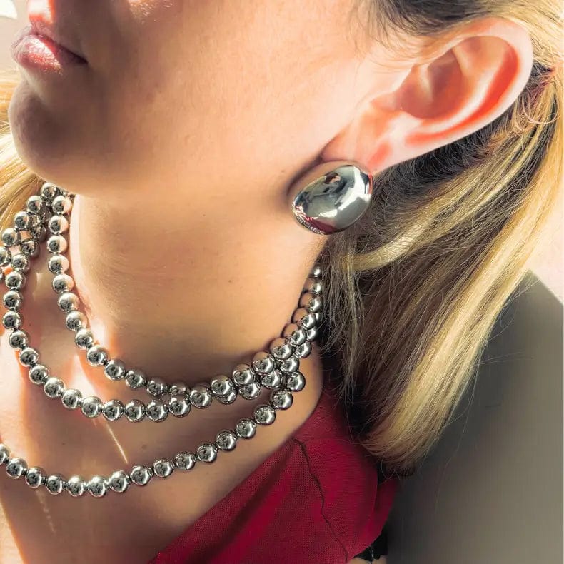 dome earring, chuncky earrings, silver earring. gold earrings, sphere earrings