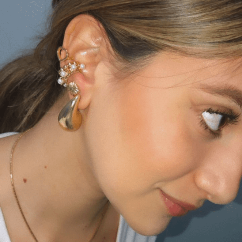 Cuff Earrings, pearl cuff, earcuff for women, gold cuff earrings, piercing for women, cute ear cuff