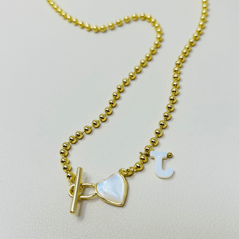 Paperclip Chain  Brooch Star or Heart Initial Necklace