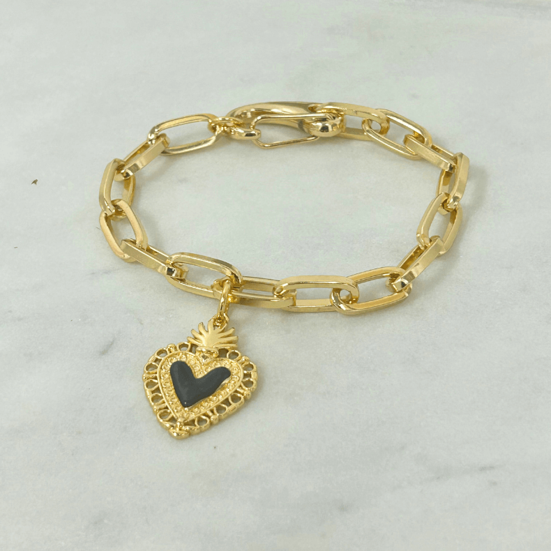 shop personalized heart bracelets, paper clip gold bracelet, paper clip link bracelet, paper clip bracelet, gold paper clip bracelet, heart bracelet