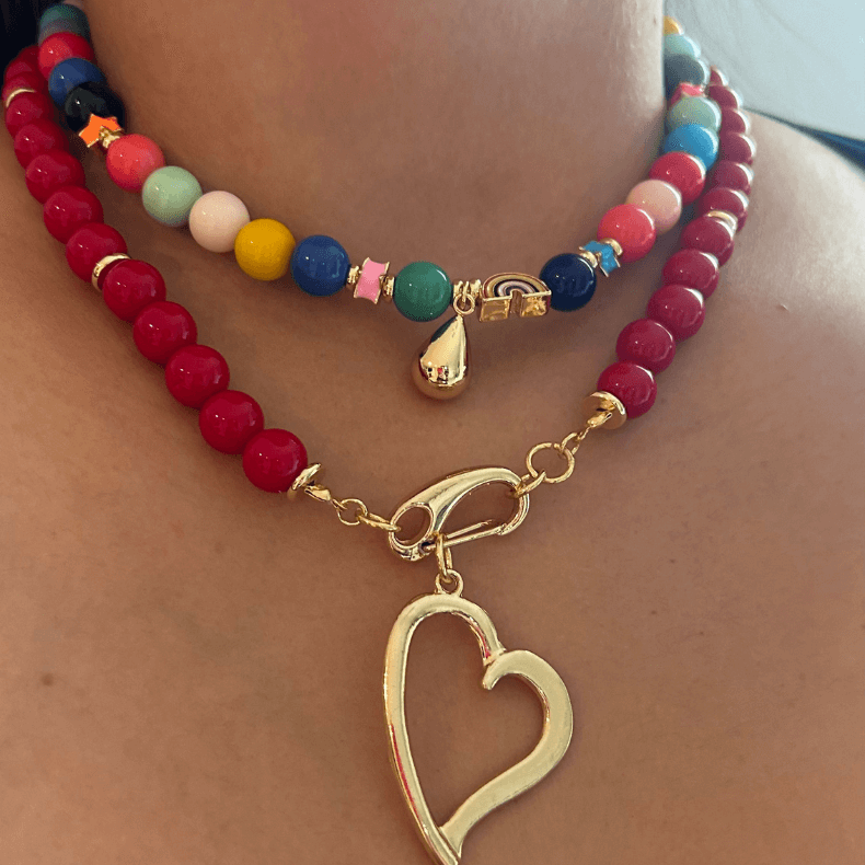 red,necklace,stone,gold plated,jewelry,fashion,handmade,coral, summer pendant necklace gold, necklace with a pendant, necklace for pendant, necklace for a pendant, a pendant necklace, necklace for pendants, necklace with pendants, jewelry set, Collar de Piedra Roja Passion Love