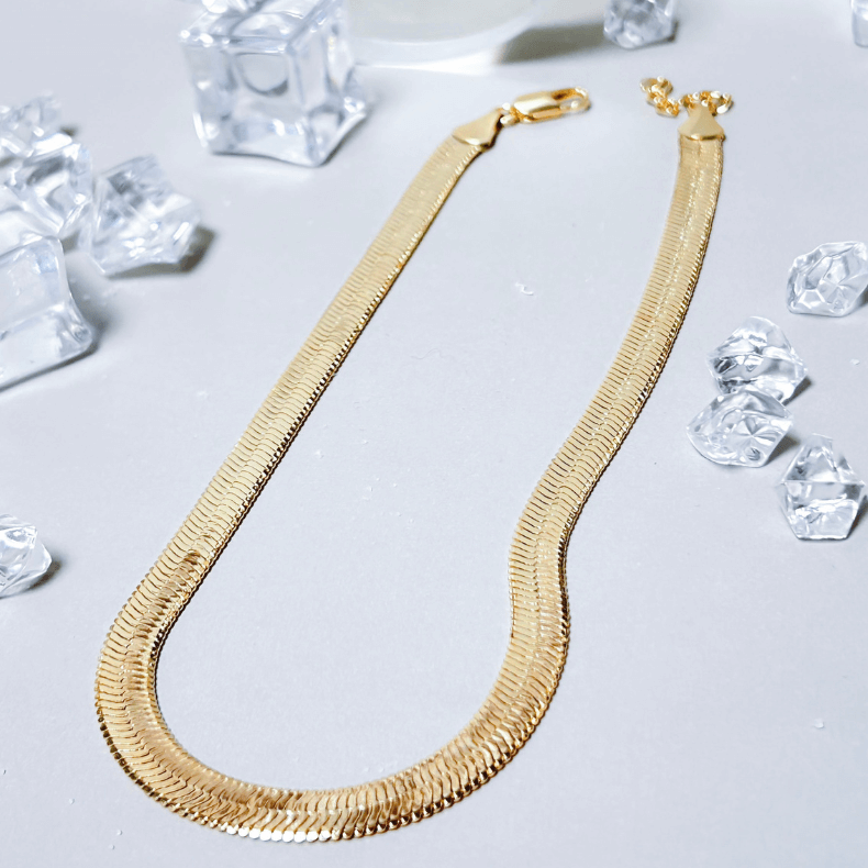 Gold Herringbone 5.3 mm Flat Necklace, Gold Flat Necklace, necklaces, necklaces for women, necklaces for woman, necklaces women, women necklace, women necklaces, women's necklace	